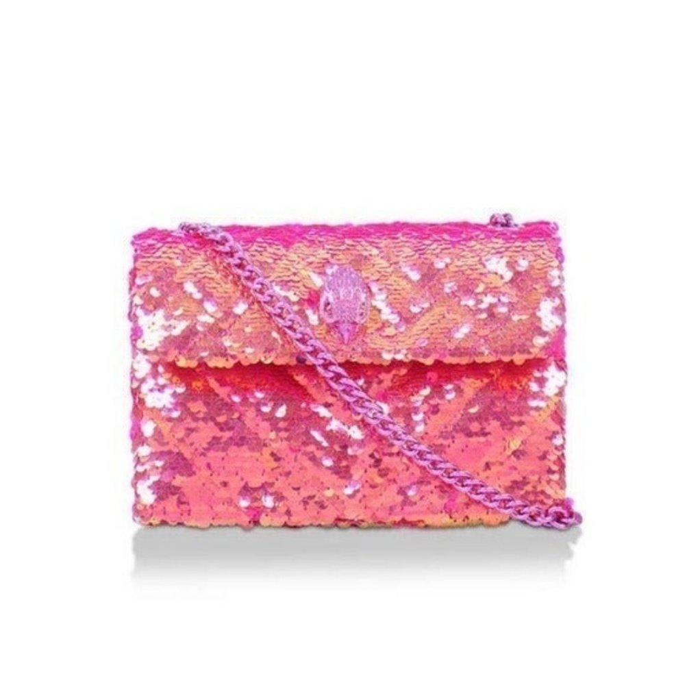Kurt Geiger London Medium Kensington Pink Fushia Yellow Sequins Bag NWT Chain